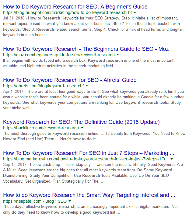 Google Results Example