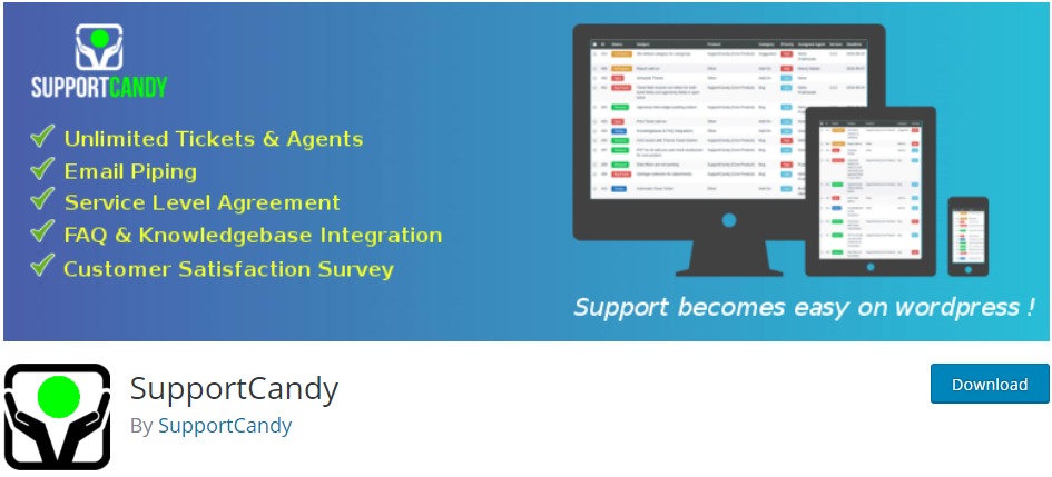 supportcandy wordpress helpdesk plugin