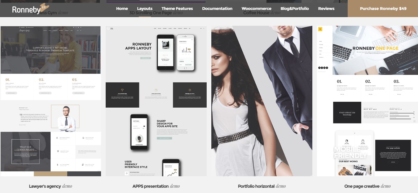 top one page wordpress themes ronneby