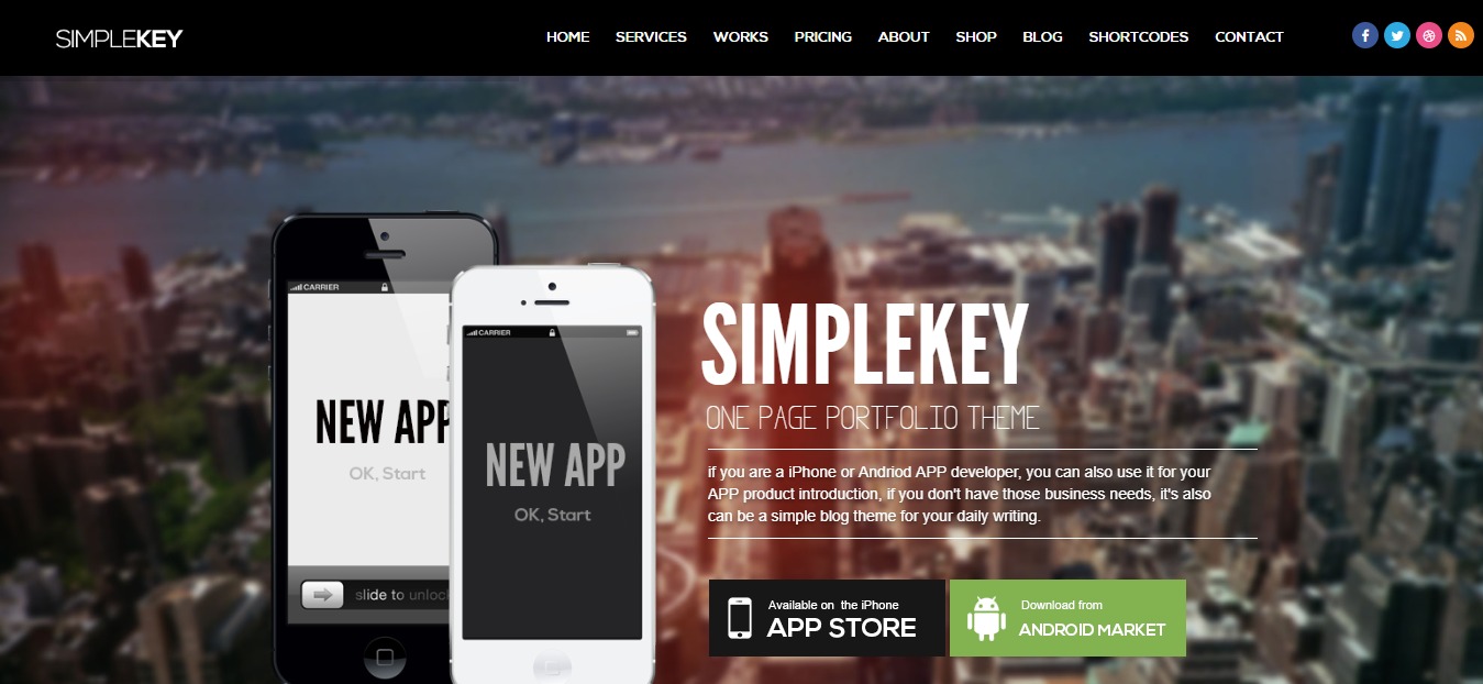 simplekey one page wordpress theme