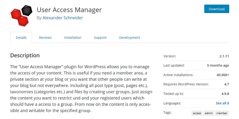 User Access Manager WordPress membership plugin banner