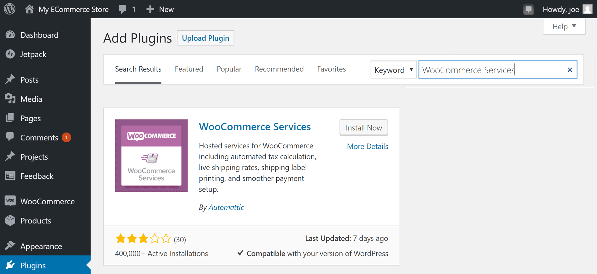 Add WooCommerce Services 