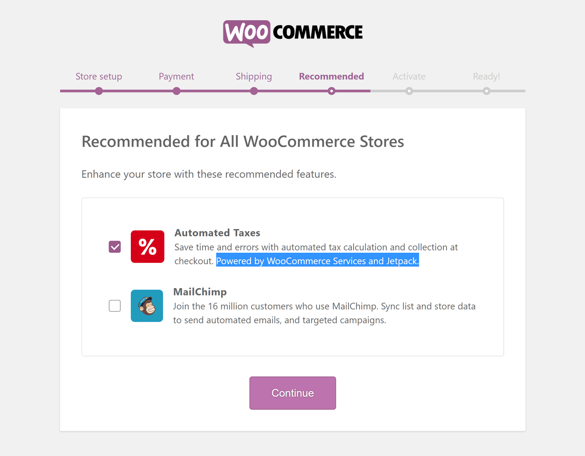 Enable WooCommerce Services