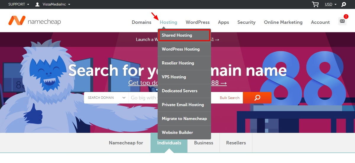 buy shared hosting from namecheap