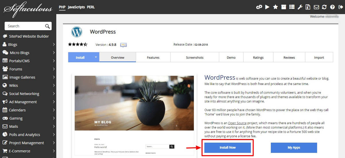 how to install wordpress in namecheap using softaculous apps installer