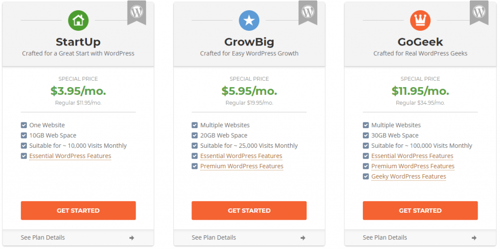 SiteGround Pricing