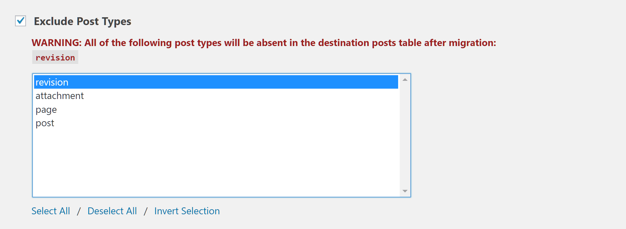 Exclude Post Types