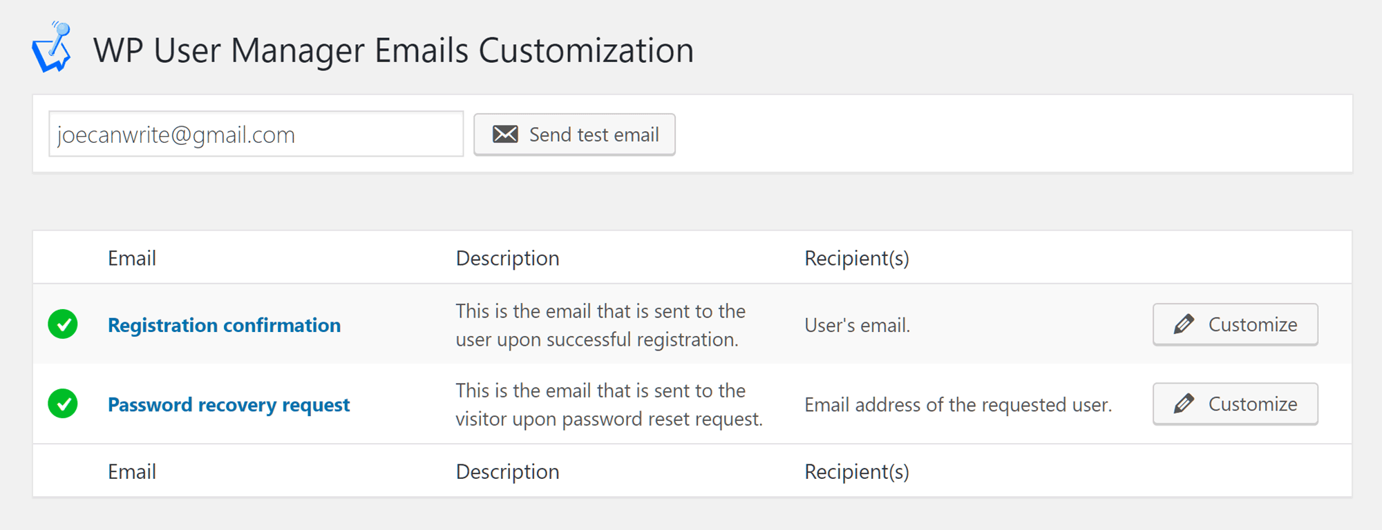 Email Options