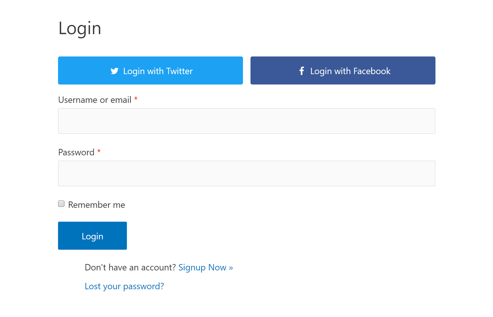 Social Login Buttons on user login form