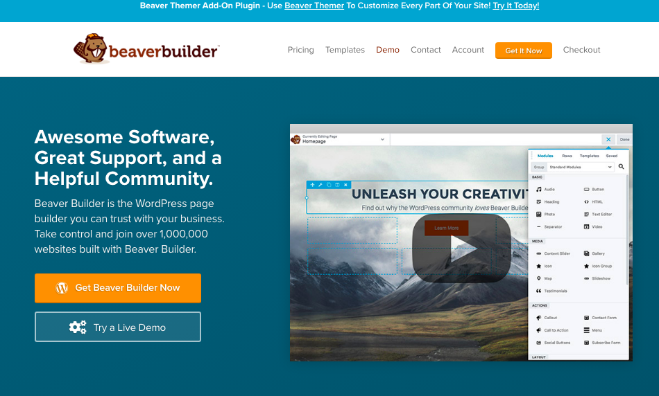 Beaver Builder WordPress page builder plugin banner