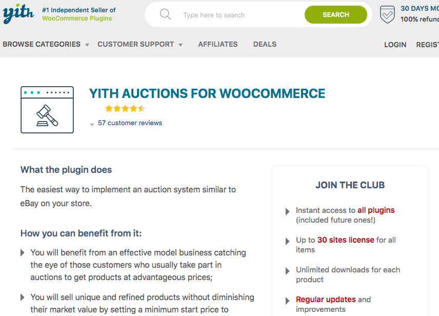 YITH Auctions WooCommerce plugin banner image