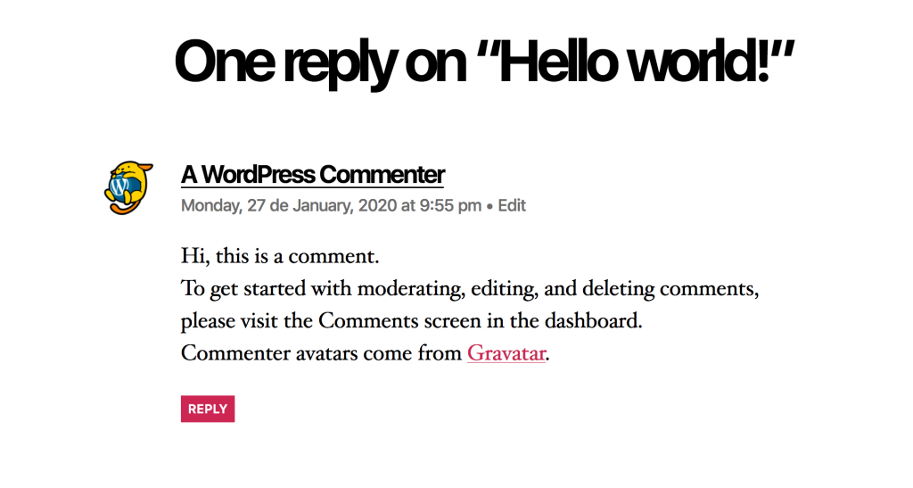WordPress native comments